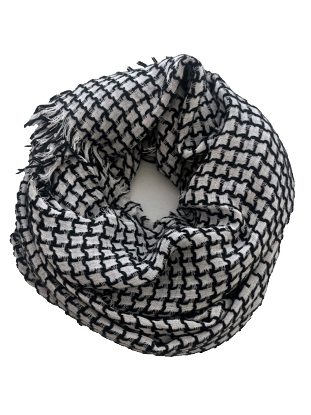 INC International Concepts Contoured Houndstooth Pattern Scarf/Wrap, Black/White